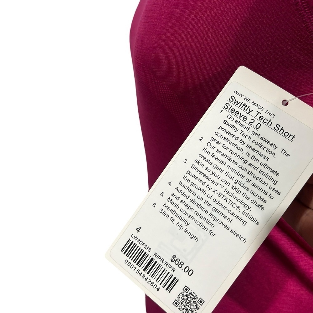 Lululemon Swiftly Tech Short Sleeve Shirt 2.0 Ripened Raspberry Sz 4 NWT - Picture 7 of 10